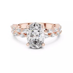 Oval and Marquise Diamond Dual Band Wedding Ring 3DM STL Video
