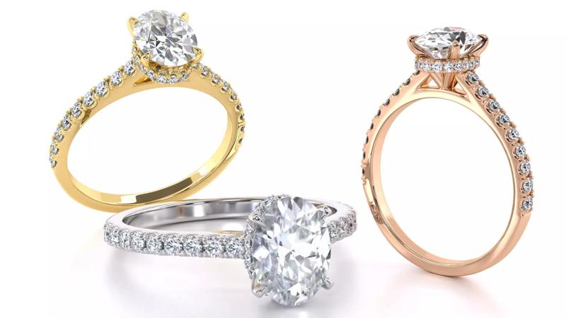 Oval cut diamond engagement ring with belt 2