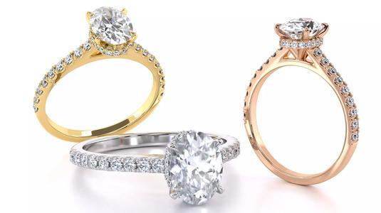 Oval cut diamond engagement ring with belt 2