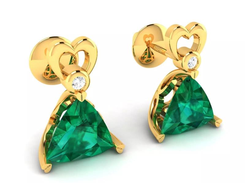 Women Trillion Stone Earring 3dm STL OBJ FBX Render Details