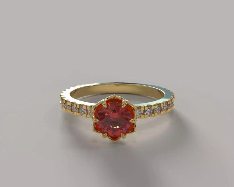 Lotus Ruby And Diamond Engagement Ring