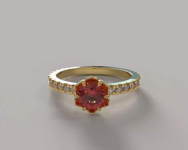 Lotus Ruby And Diamond Engagement Ring