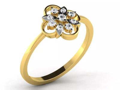Light Weight Yellow Gold Diamond Ring  -DR-6280