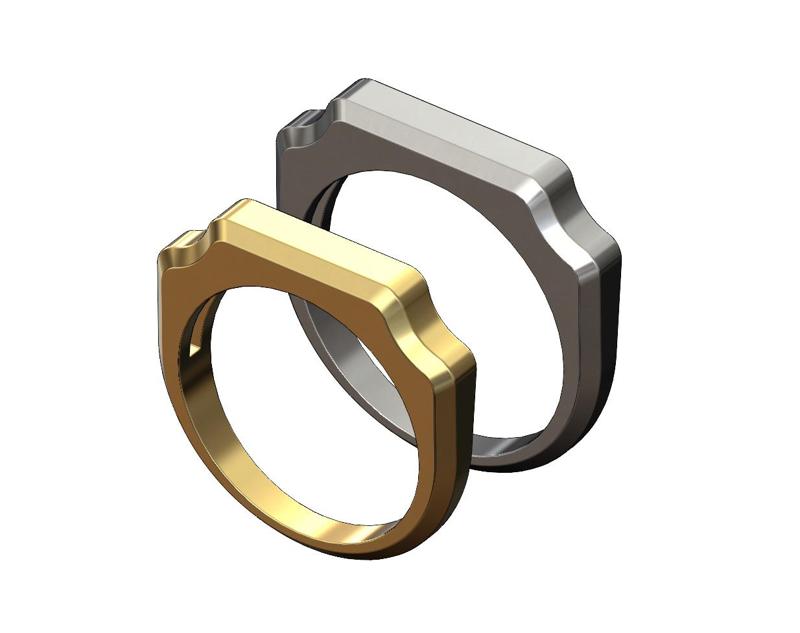 Chamfered arc sides signet ring 3D print model