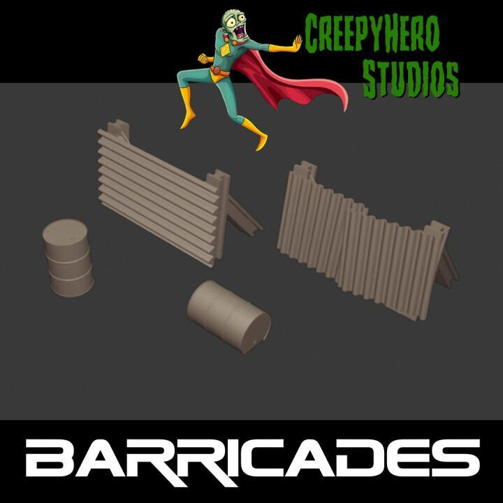 Gaslands 20mm Scale Barricade Obstacles Set STL | 3D Printable Post-Apocalyptic Terrain for Car Combat Miniature Games