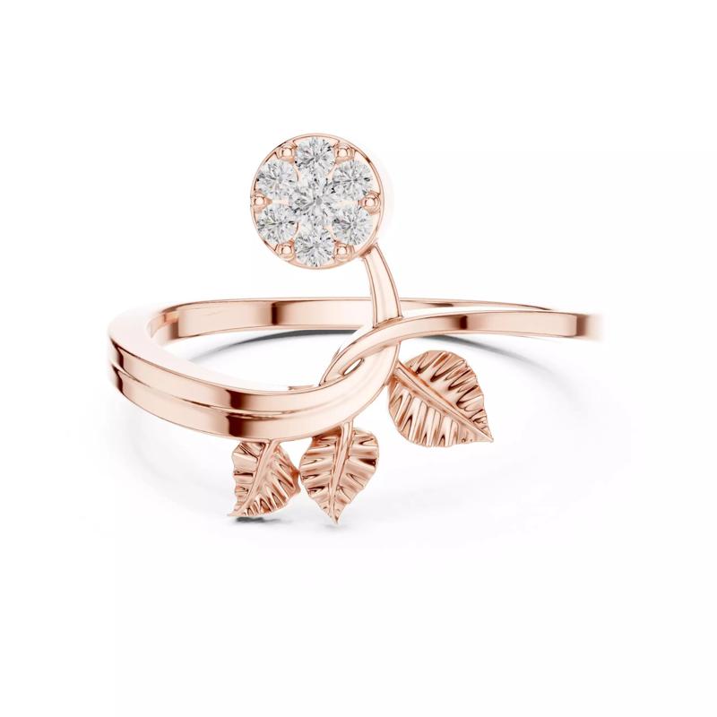 Leaf Design Round Diamond Engagement Bypass Ring 3DM STL Video