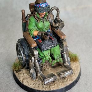 Commissar in Wheelchair - AZADI DEATH FRONT - FEMALE IMPERIAL GUARD TROOPS FOR GAMES LIKE WAR HAMMER 40 K , KILL TEAM, NECRO MUNDA, WARPATH, DEAD ZONE