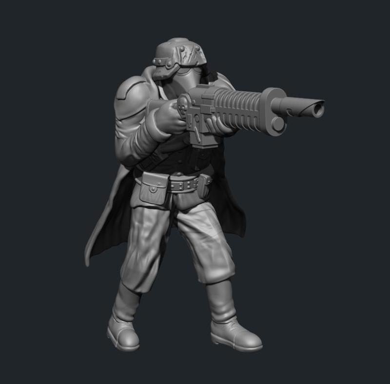 Graben Soldat mit Lasergewehr