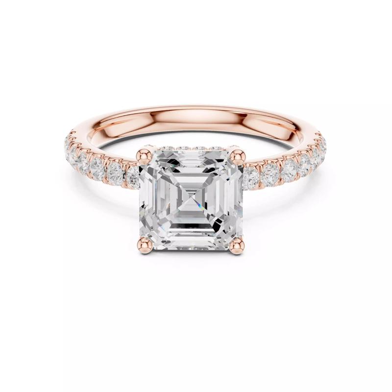 2CT Asscher Cut Hidden Halo Diamond Engagement Ring File Video
