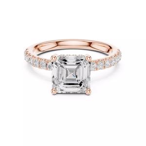 2CT Asscher Cut Hidden Halo Diamond Engagement Ring File Video