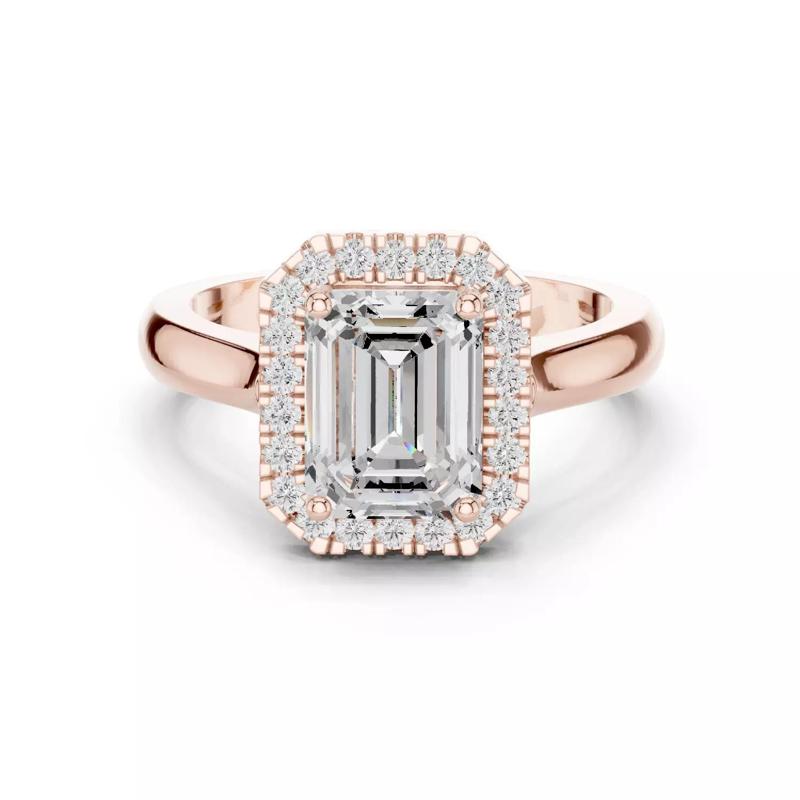 2Ct Emerald Cut Halo Diamond Engagement Ring 3DM STL Video