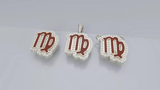 Zodiac Sign Pendant v3 - Enamel - Virgo Pendant