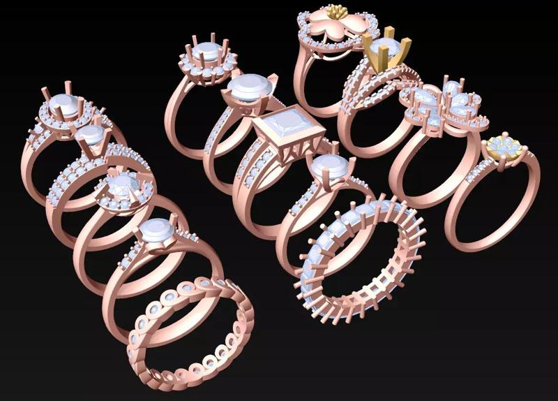 14  Womens Ring - Collection 3d Ring Jewellery Models bulk- AW08