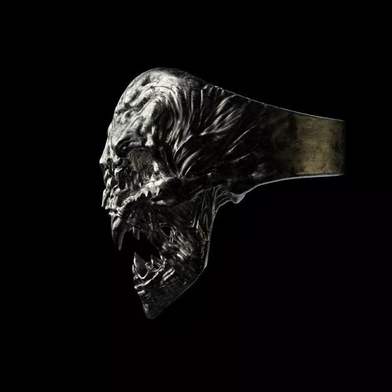 Demon Head Skull Ring STL