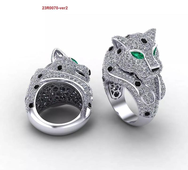 Diamond mix onyx panther ring