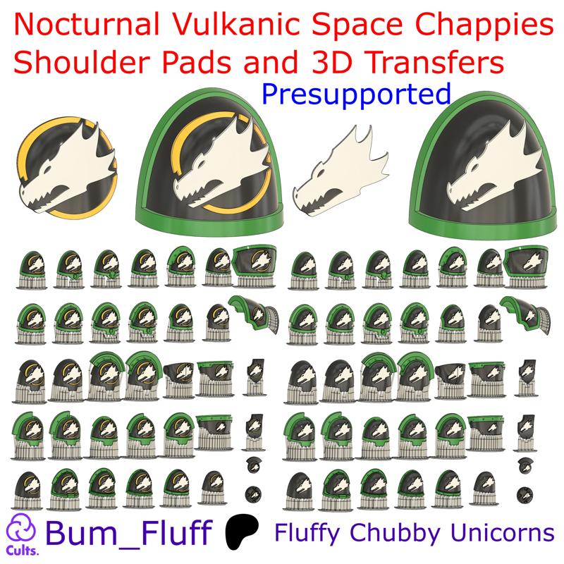 Nocturnal Vulkanic Space Chappies Shoulder pads and 3D transfers