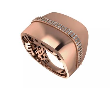 Uni Diamond Line High Jewelry Italian Cocktail Ring