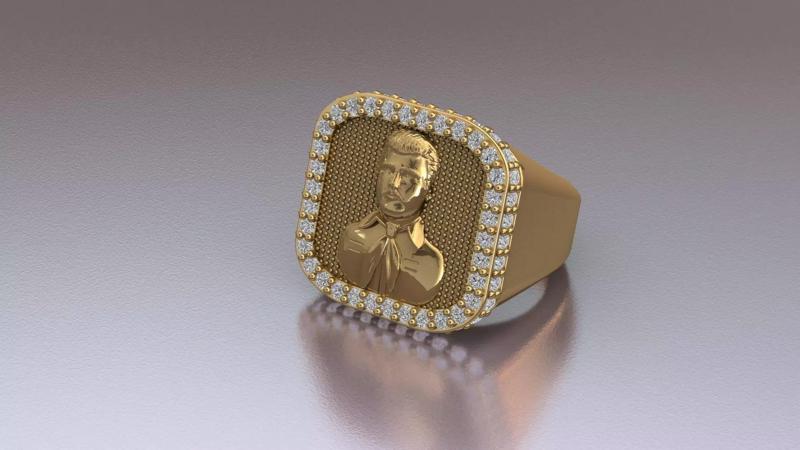 Jesus Malverde Narco Saint Sinaloa Ring Diamond STL 3DM Model