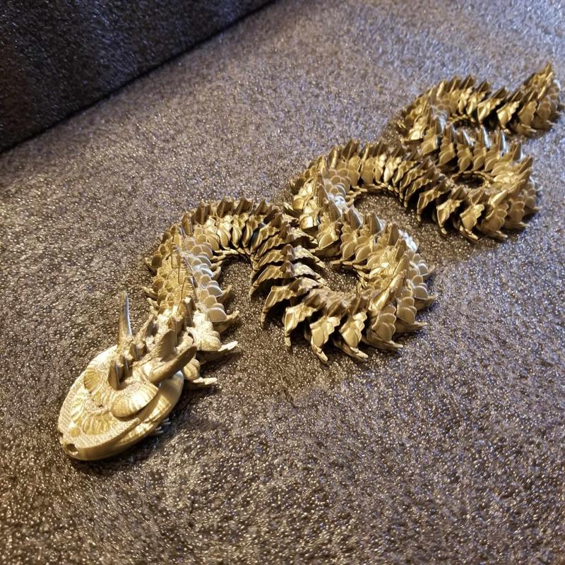 Shakaworld3D 34 inch long Horned Flat Head Spine Dragon Viper Serpent Articulated
