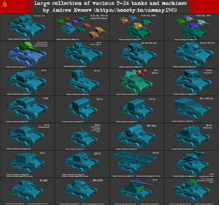 Large collection of T-26 variants 1:100 (Commercial license)
