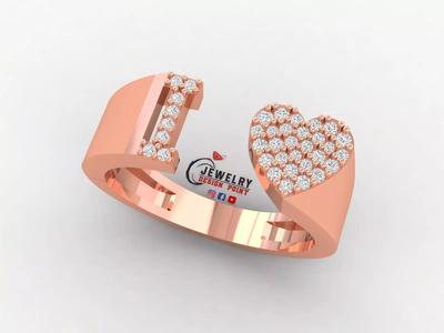 Custom Alphabet Heart Diamond Ring  AtoZ Love Ring Letters Ring
