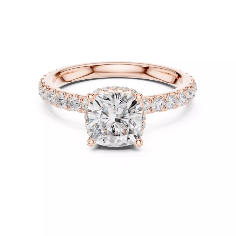Cushion Cut Double Hidden Halo Pave Diamond Ring 3DM STL Video
