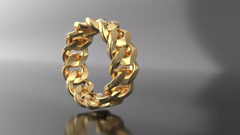 Cuban Link Ring 3d Print Jewelery Model