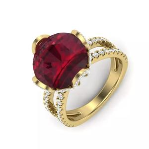 Color stone split shank women wedding ring 3dm render detail