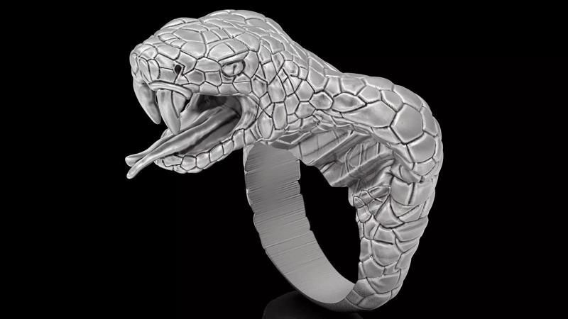 Cobra snake ring silver gold printable jewelry 3D model