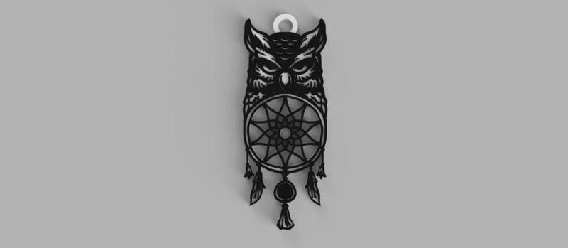 Dreamcatcher Owl Feathers 2  keychain - pendant - earring
