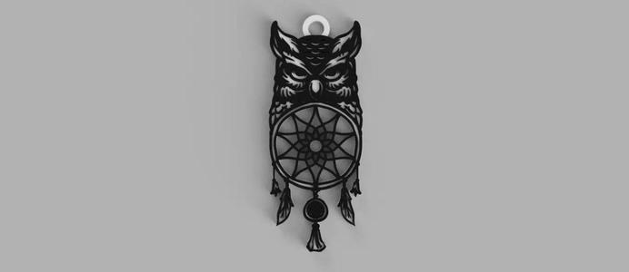 Dreamcatcher Owl Feathers 2  keychain - pendant - earring