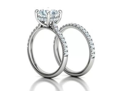Classic Bridal Set with a 2ct main stone Under Halo Solitaires