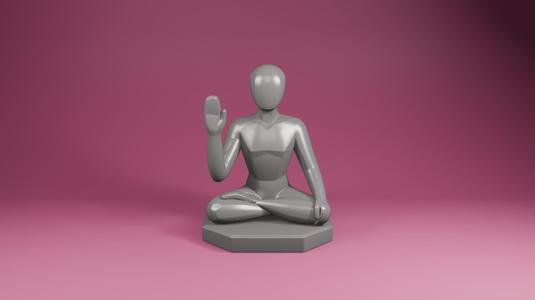 Meditating Figure with Raised Hand – Abstract Peaceful Pose 3D Printable Statue