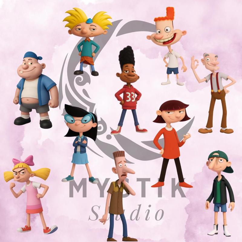Hey Arnold Complete Collection Pack – 10 Cartoon 3D Figures