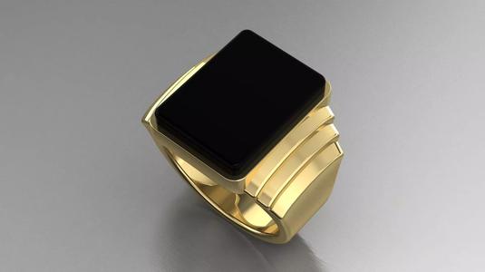 Ring 7 gold with onyx stone