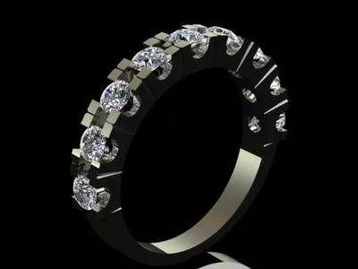 Luxury Half Round Diamond Ring