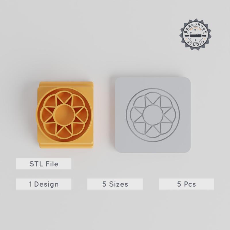 Intricate Mandala Stamp Tile Set, 5 Sizes 20-40mm, Geometric & Circular Design for Clay, Cookies & Fondant