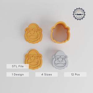 Gorilla Bath Bomb Mold Set, 4 Sizes XS/S/M/L, Wildlife Animal Primate Design, 12 Pieces