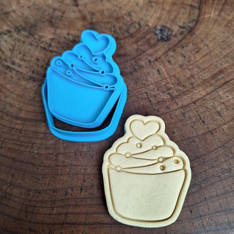 Heart Cupcake Cookie Cutter STL - Biscuit & Playdough Mold for 3D Printing
