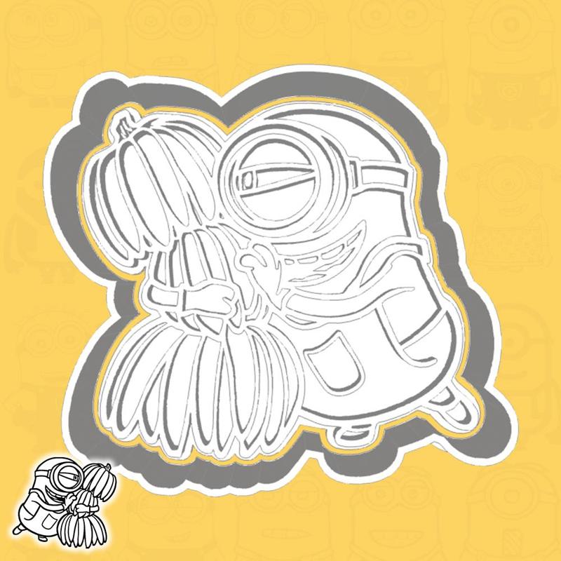 Minions / Despicable Me cookie cutters - Minion (Lance) with a bunch of bananas (style 15)