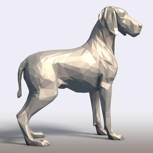 Low Poly Vizsla Dog Hungarian Pointer Minimalist Sculpture