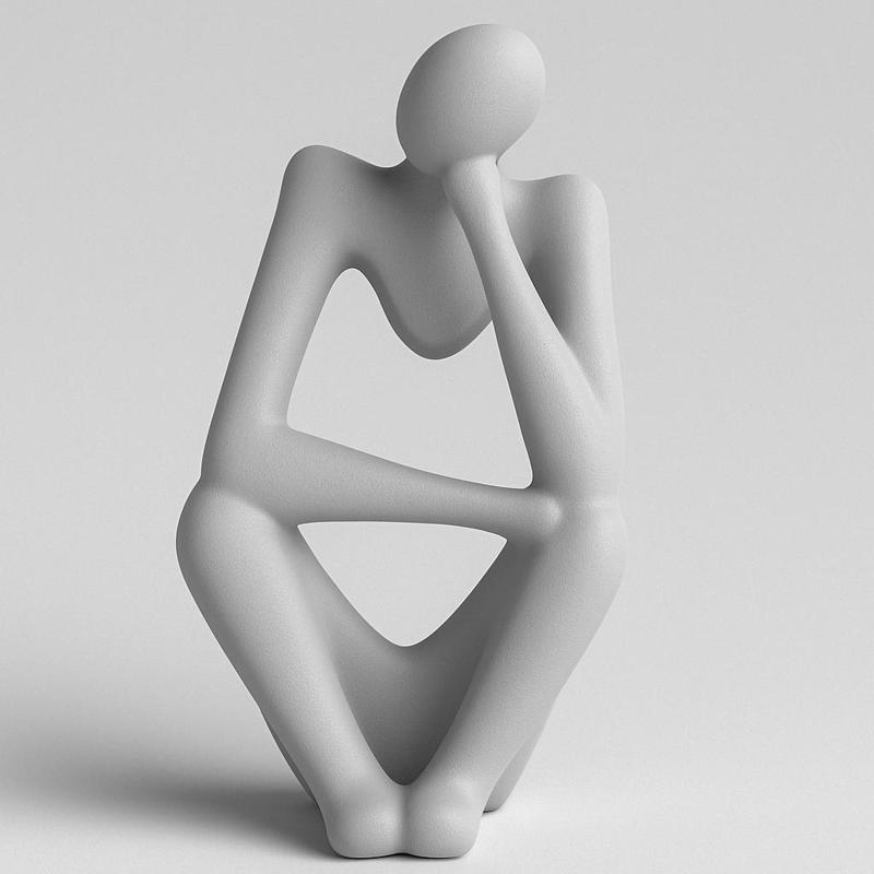 Abstract Thinker Sculpture STL – Minimalist Sitting Figure 3D Print Model – Modern Home Décor