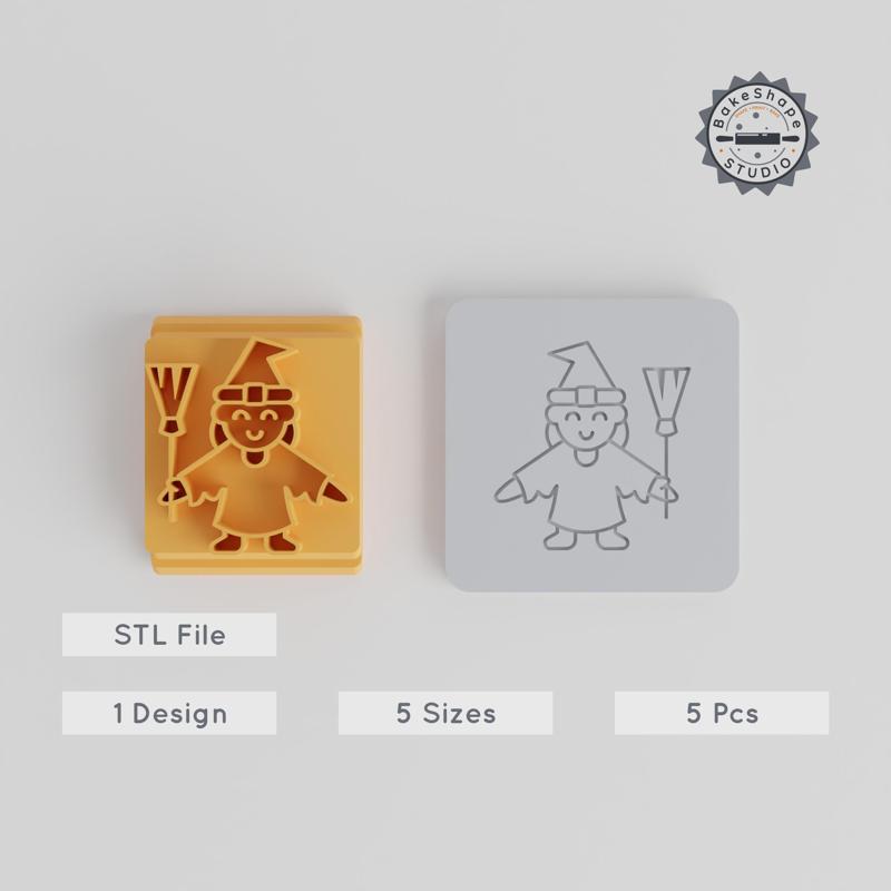 Witch Stamp Tile Collection, 5 Motif Sizes, Perfect for Clay & Cookies, Halloween Theme