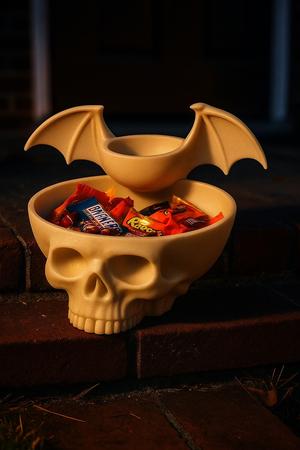 Skull Bat - 3D Printable Halloween Candy Bowl