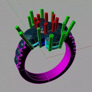 ring woman 3D print model diamonds