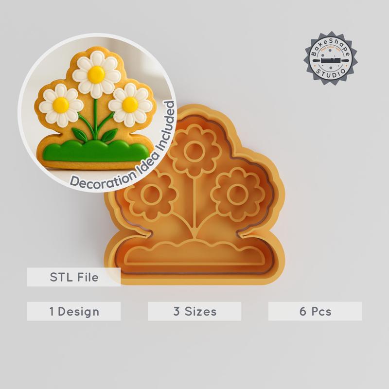 Daisies Shape Cutter & Stamp Set, Flower Cookie & Fondant Decor, S/M/L Sizes, Floral Baking Bundle