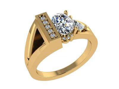 Ring230 gold engagement ring with diamonds