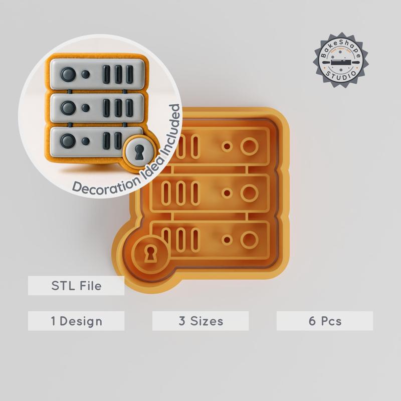 Cookie & Fondant Cutter Stamp Set, 6-Piece, Hosting Server Design, 3 Sizes, Perfect for Fondant & Baking