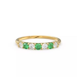 6 Stone French Pave Diamond Ring Zircon Prong Wedding Band