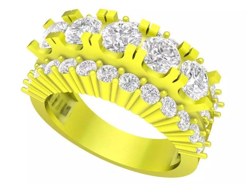 Five Stone Diamond Vintage Engagement Ring 3D Model A7138